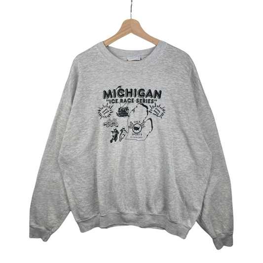 90s Lee Sport Ice Racing Series Sweatshirt Grey XL/XXL