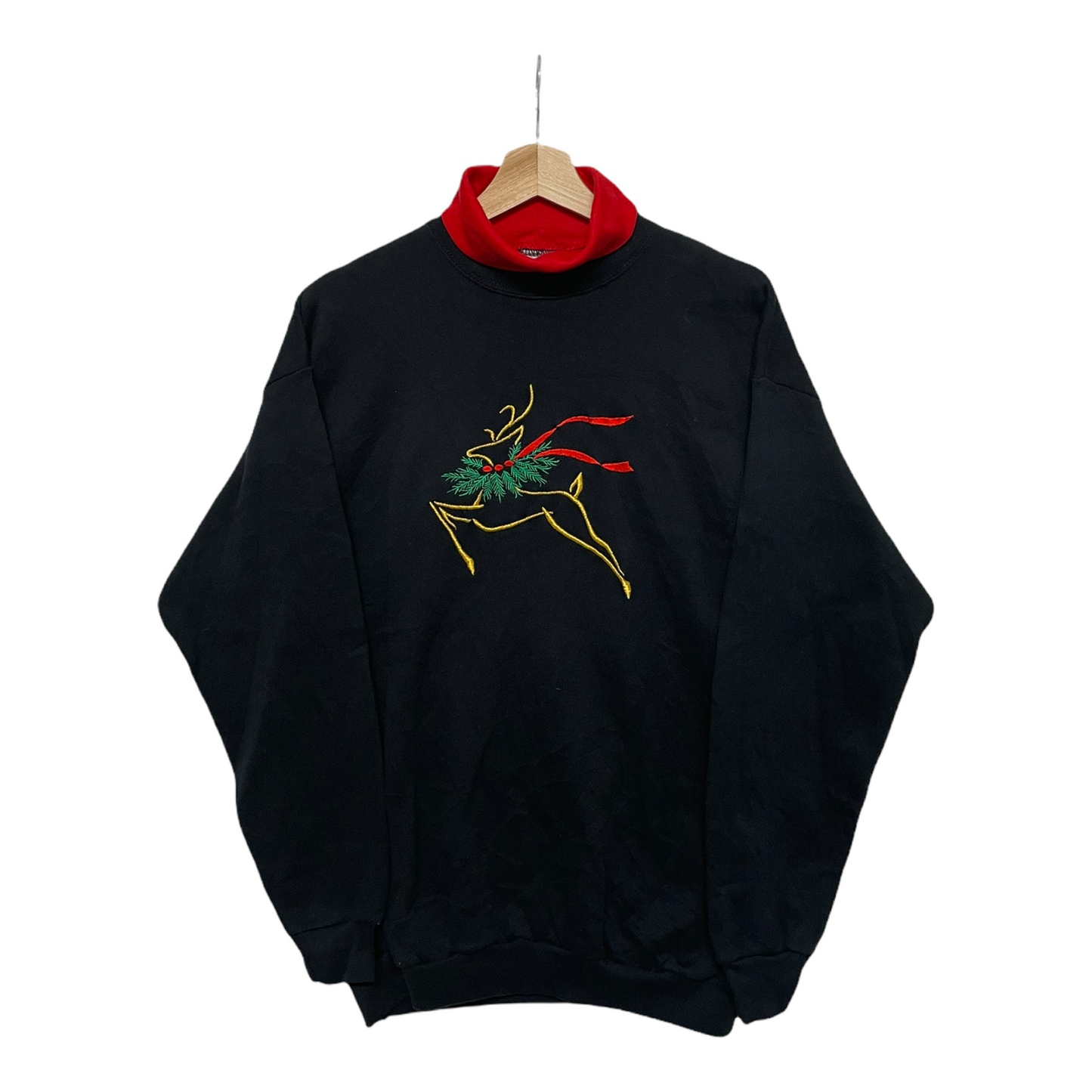 00s Tultex Christmas Sweatshirt Black Red L/M