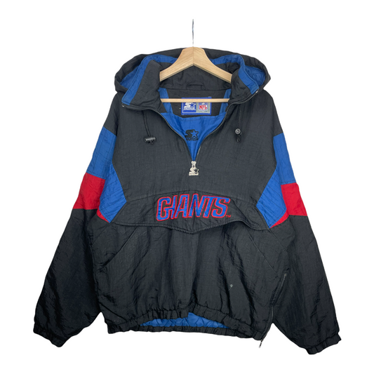 90s Starter New York Giants NFL Jacket Black Blue M