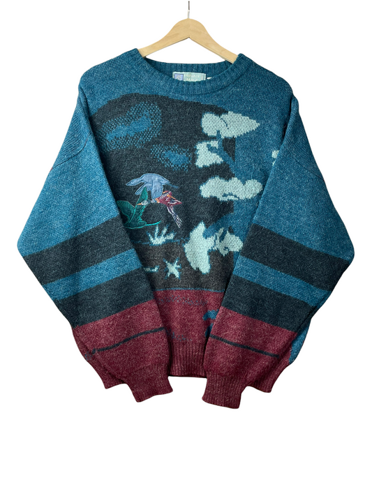 80s Private Image Knit Green M