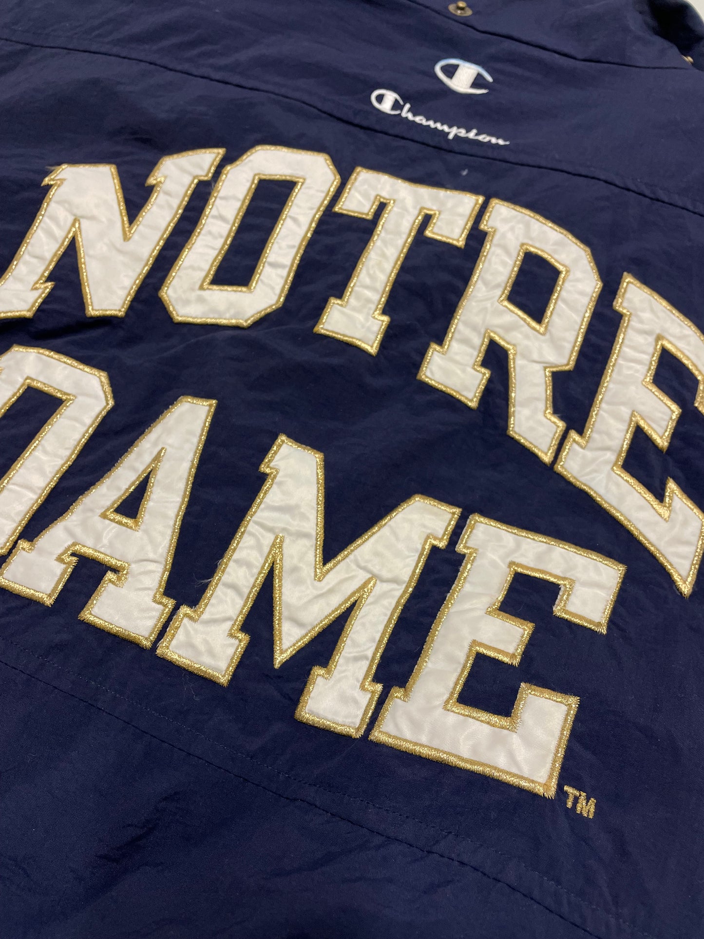 90s Champion Notre Dame NCAA Jacket Navy Gold L