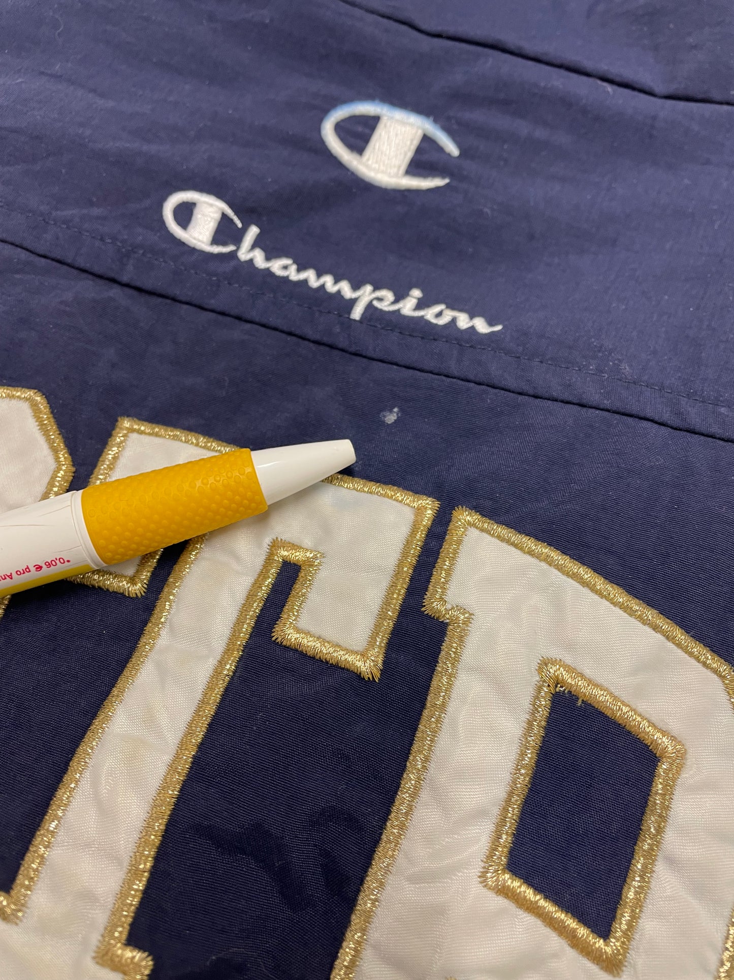 90s Champion Notre Dame NCAA Jacket Navy Gold L