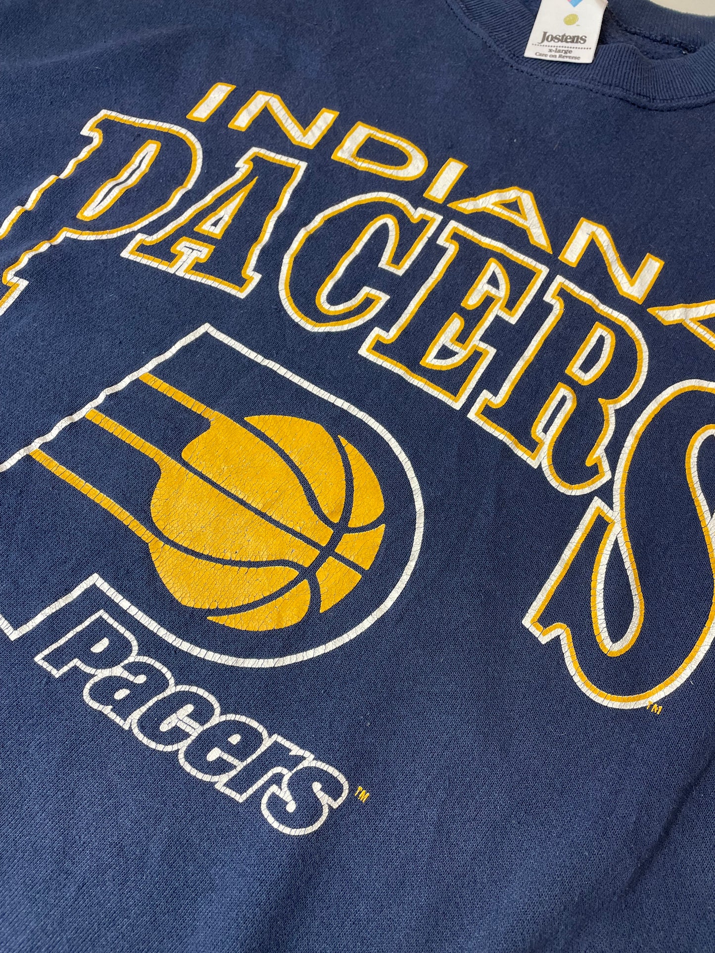 90s Jostens Indiana Pacers NBA Sweatshirt Navy Yellow L