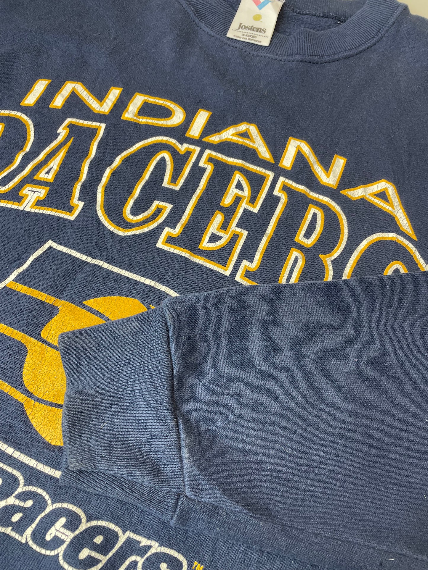 90s Jostens Indiana Pacers NBA Sweatshirt Navy Yellow L