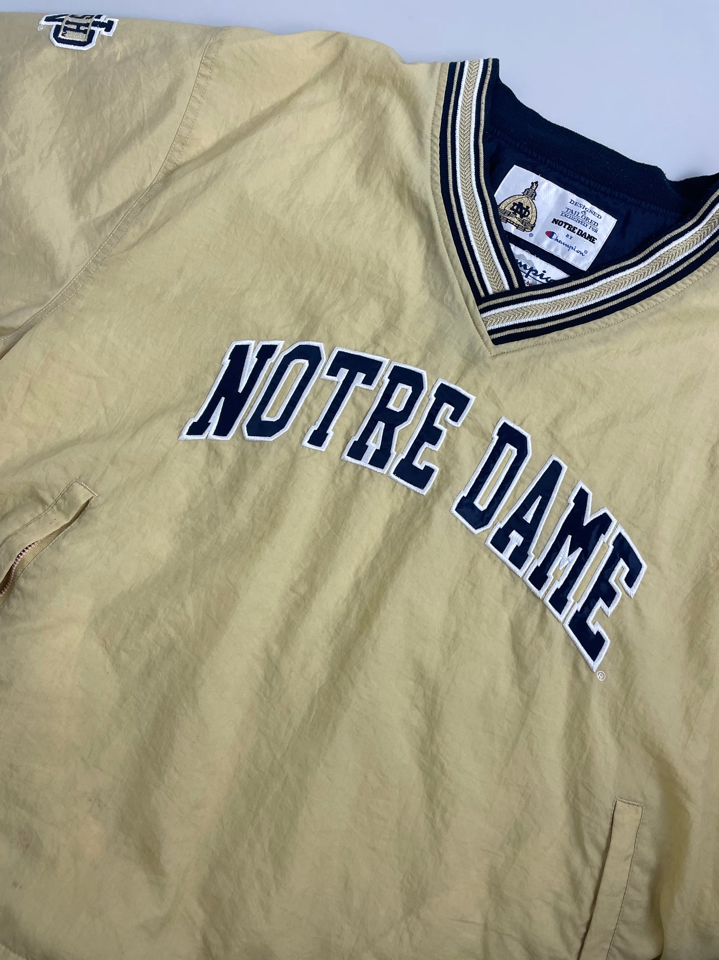 00s Champion Notre Dame Fighting Irish Pullover Creme Blue L