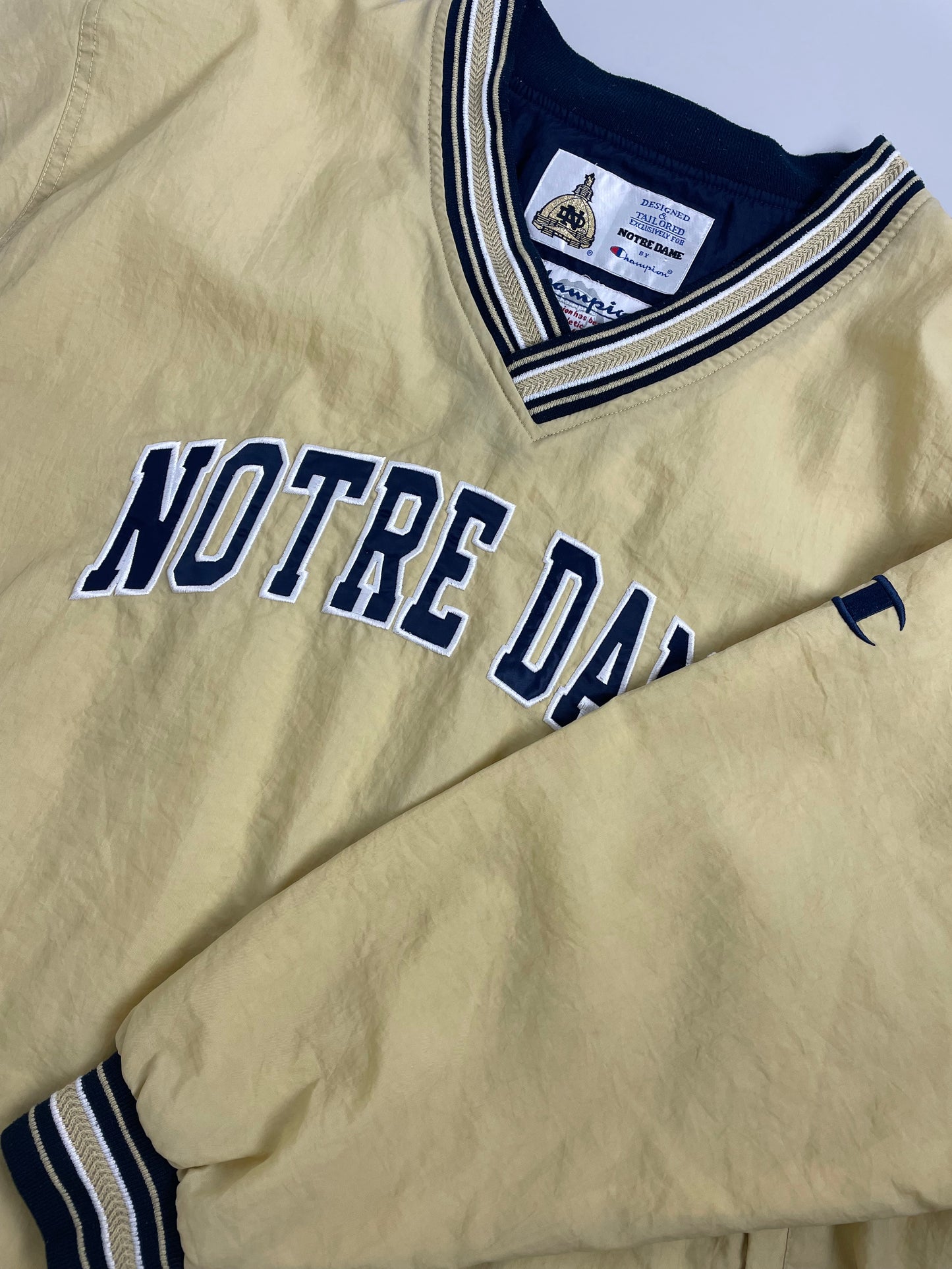 00s Champion Notre Dame Fighting Irish Pullover Creme Blue L