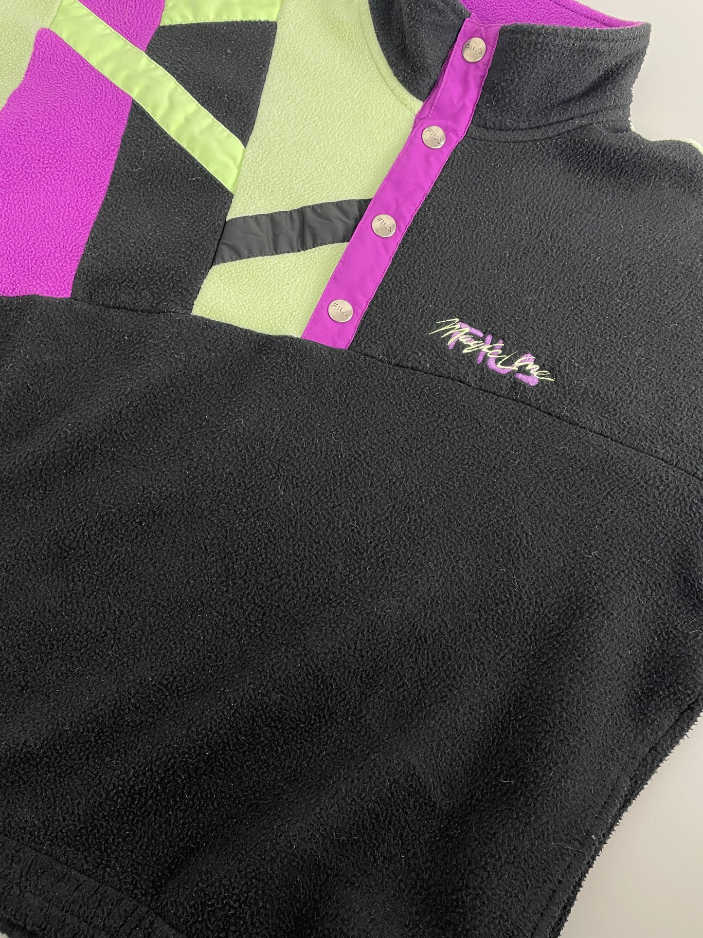 80s FILA Magic Line Fleece Black Purple L