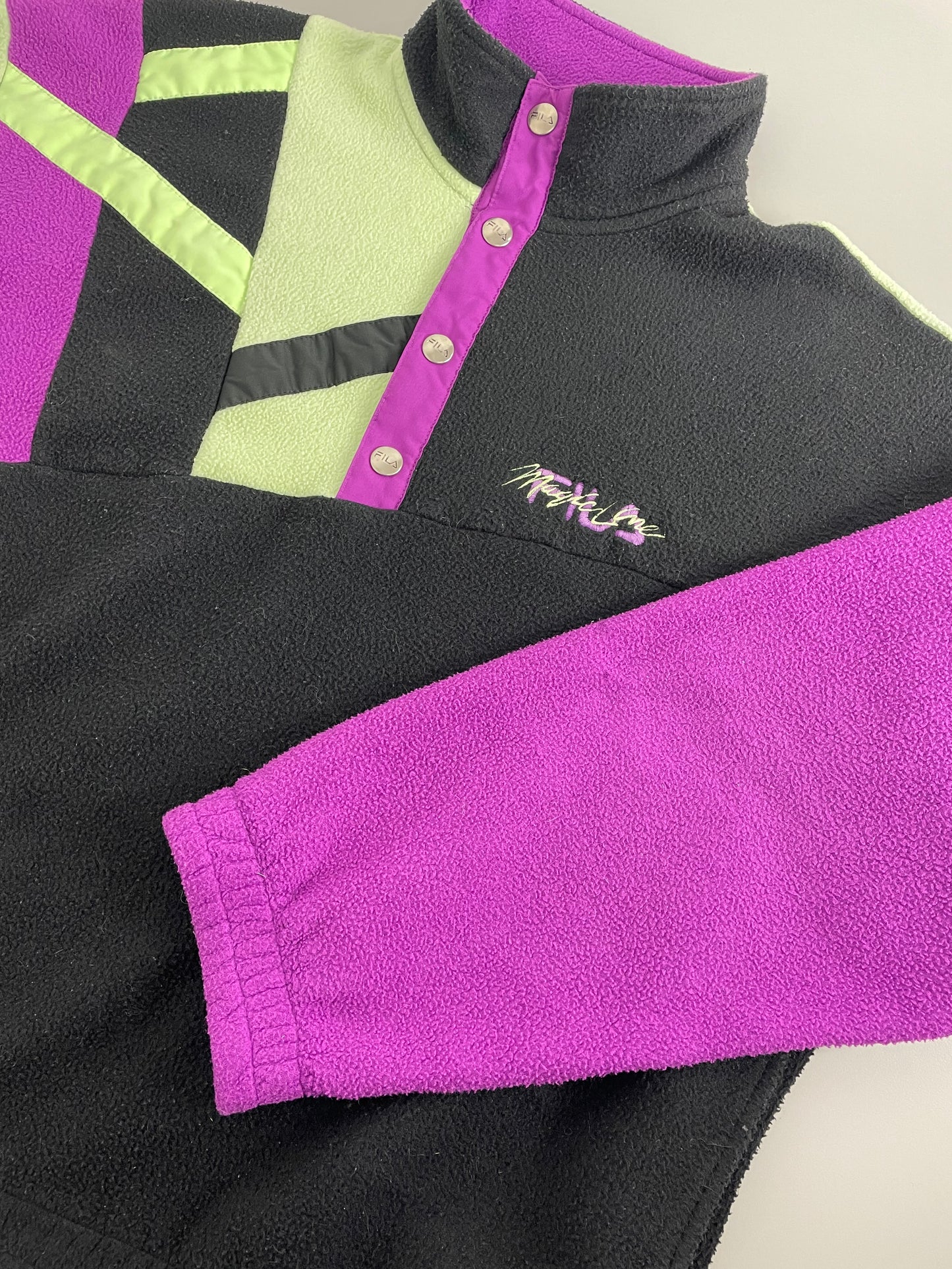 80s FILA Magic Line Fleece Black Purple L