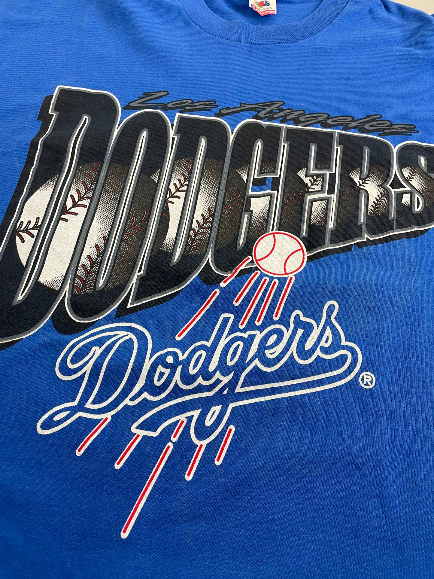 90s FOTL Los Angeles Dodgers MLB T-Shirt Blue  XL