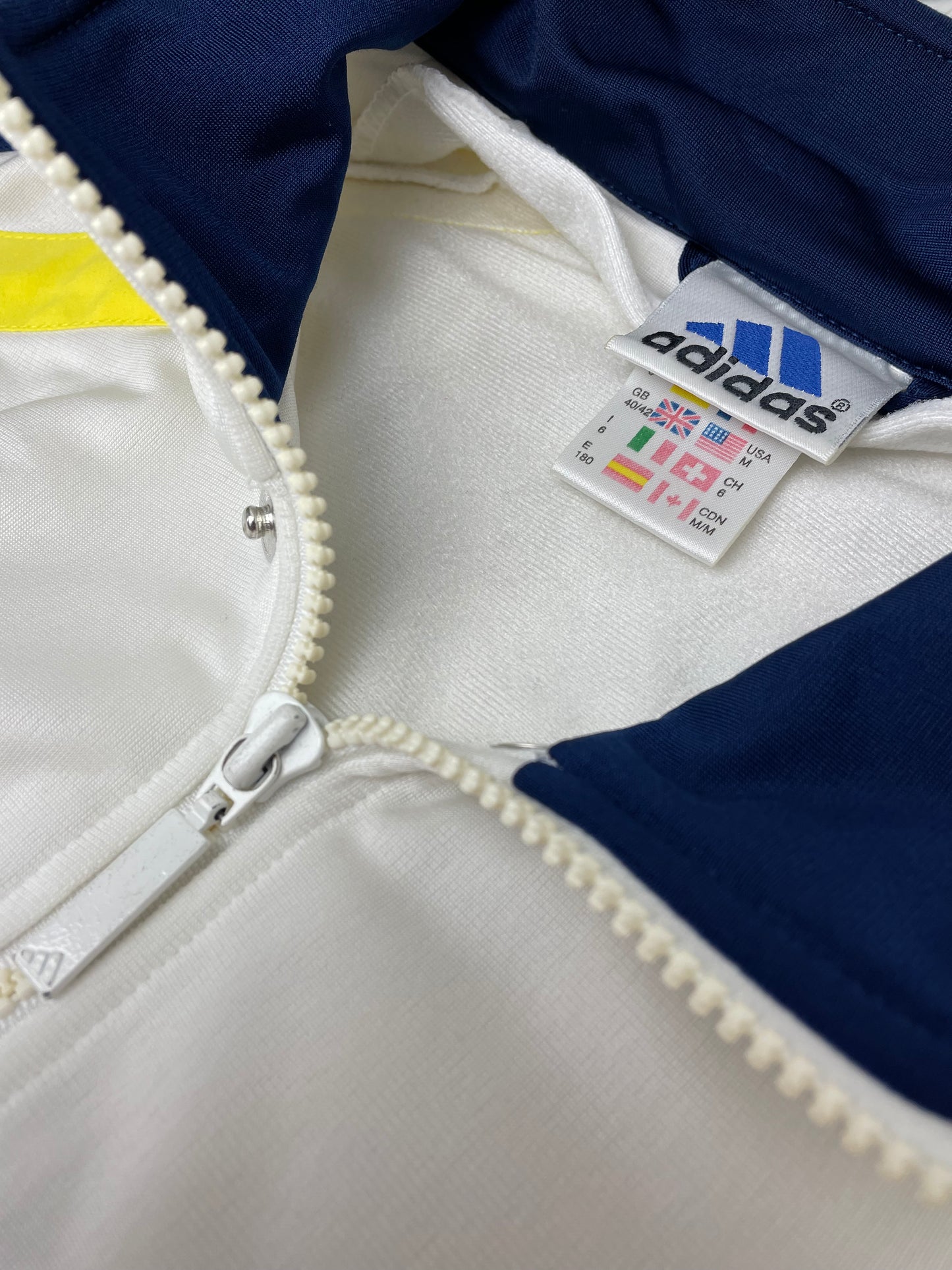 90s Adidas Jacket White yellow S/M