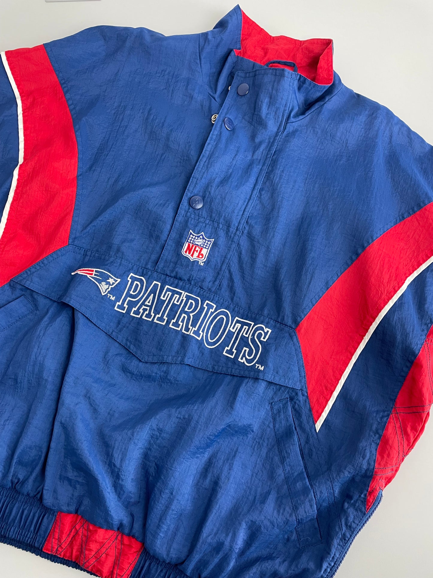 90s Starter New England Patriots NFL Jacket Blue Red L