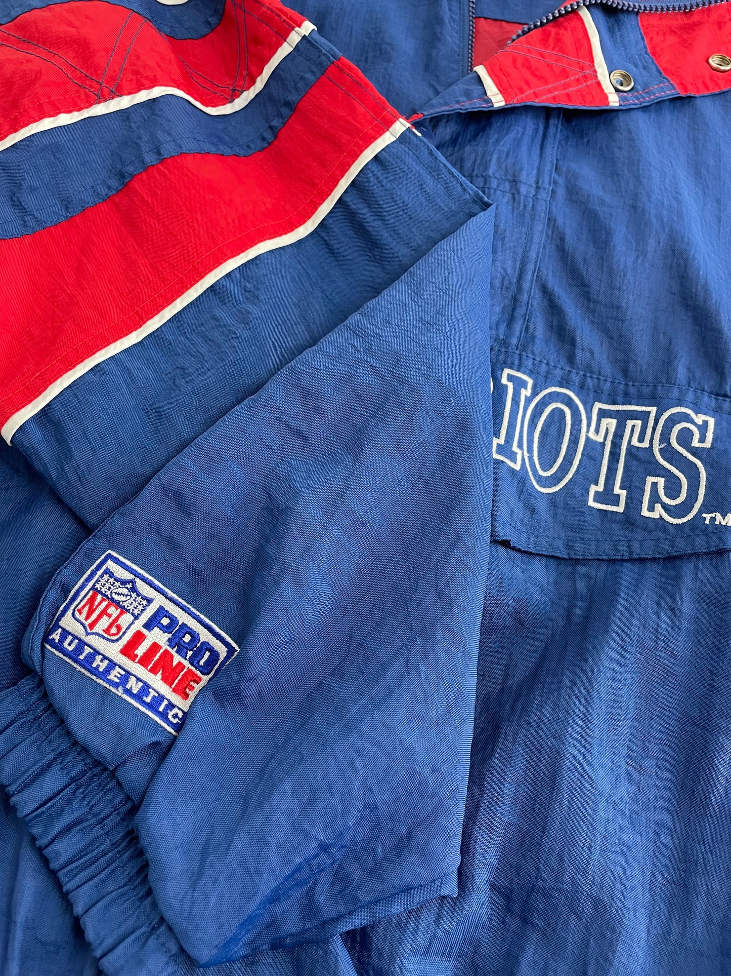 90s Starter New England Patriots NFL Jacket Blue Red L