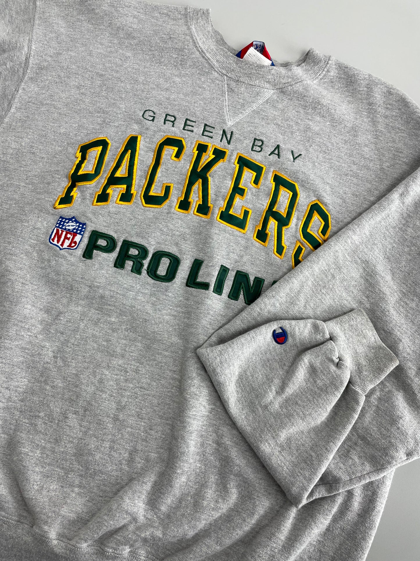 00s Champion Green Bay Packers NFL Sweatshirt Grey  XL