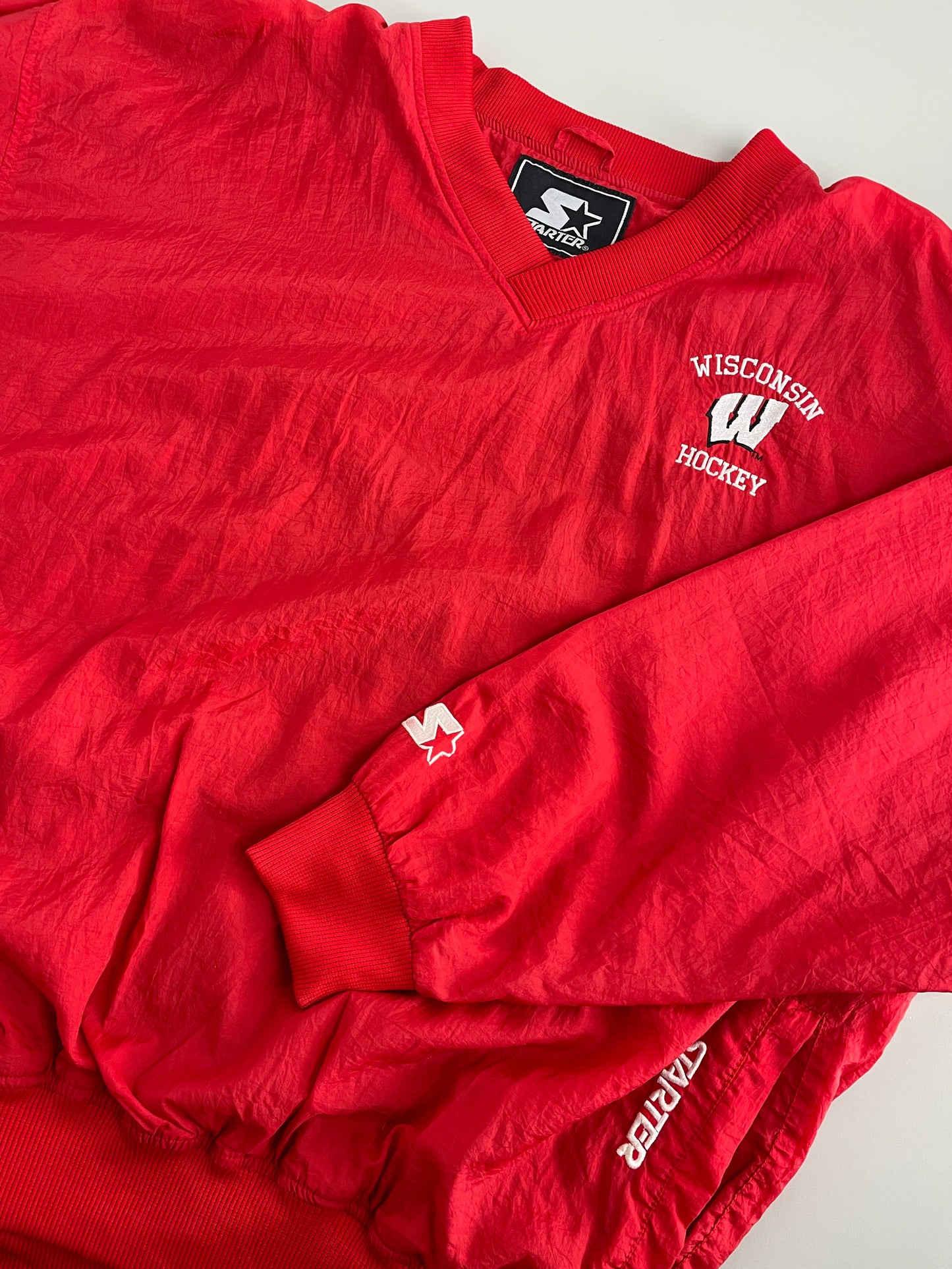 90s Starter Wisconsin Badgers Hockey NCAA Pullover Red  XL