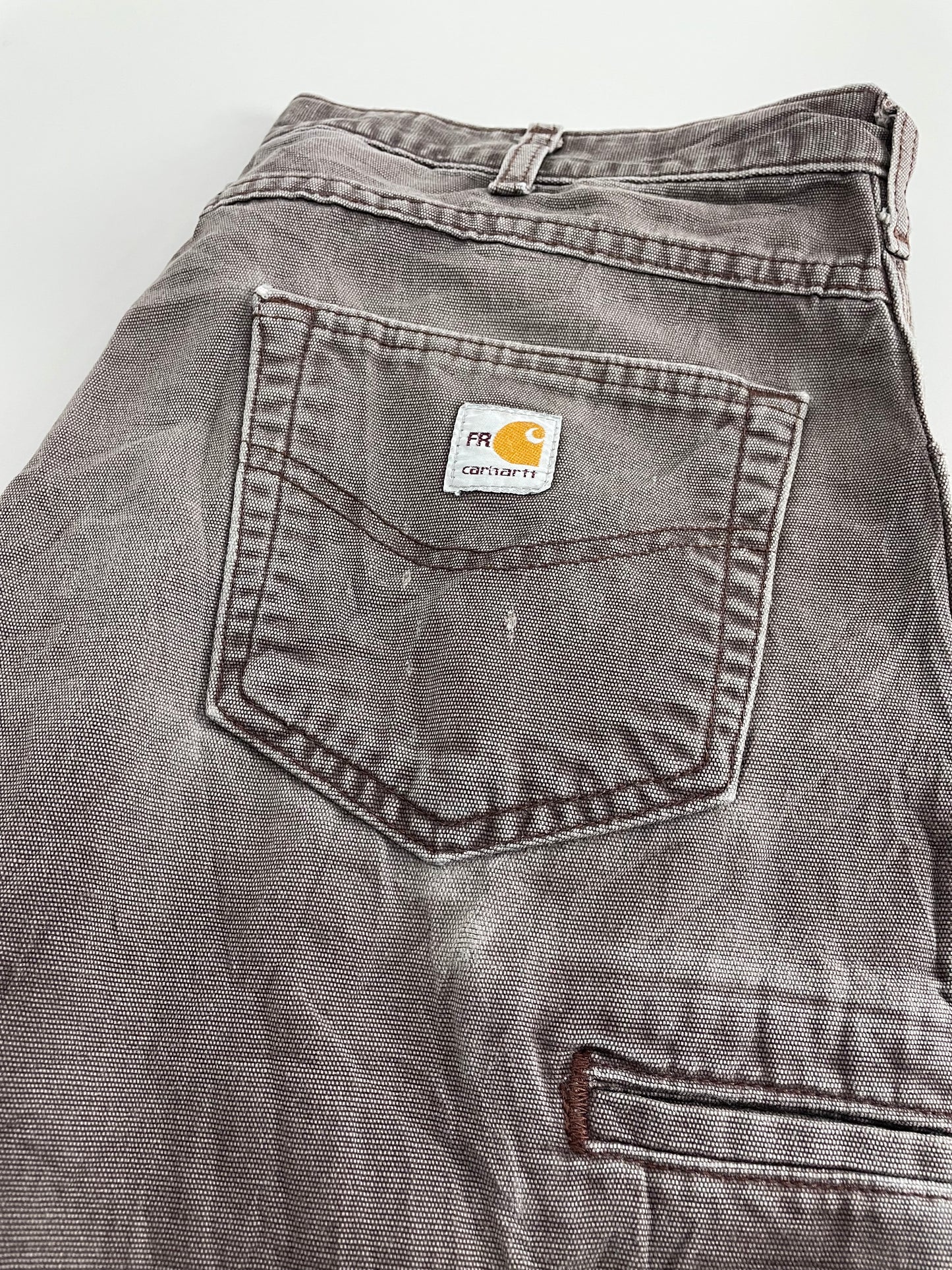 00s Carhartt FR Distressed Workwear Pant Brown  34 x 32