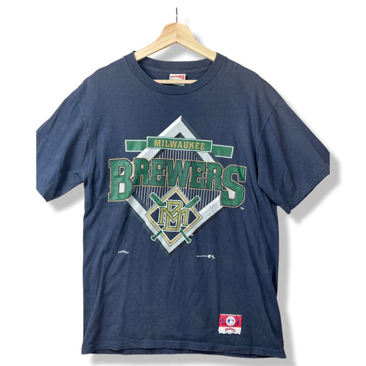 90s Milwaukee Brewers MLB Nutmeg Mills T-shirt Navy