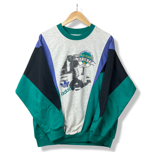 90s Adidas Sweatshirt Green Grey M