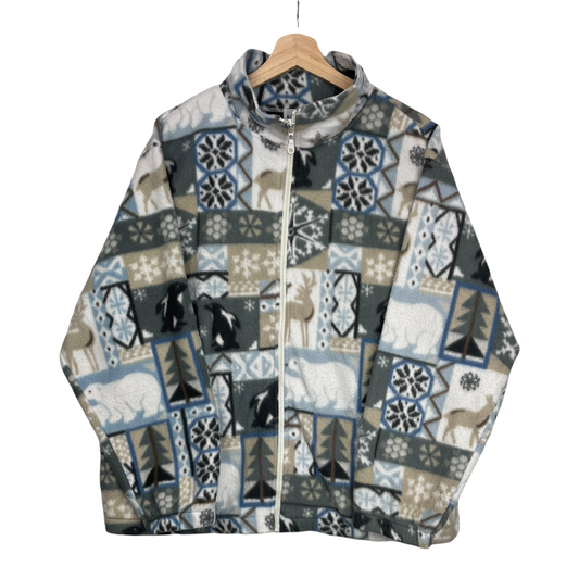 90s Alfred Dunner Crazy Fleece Grey  L