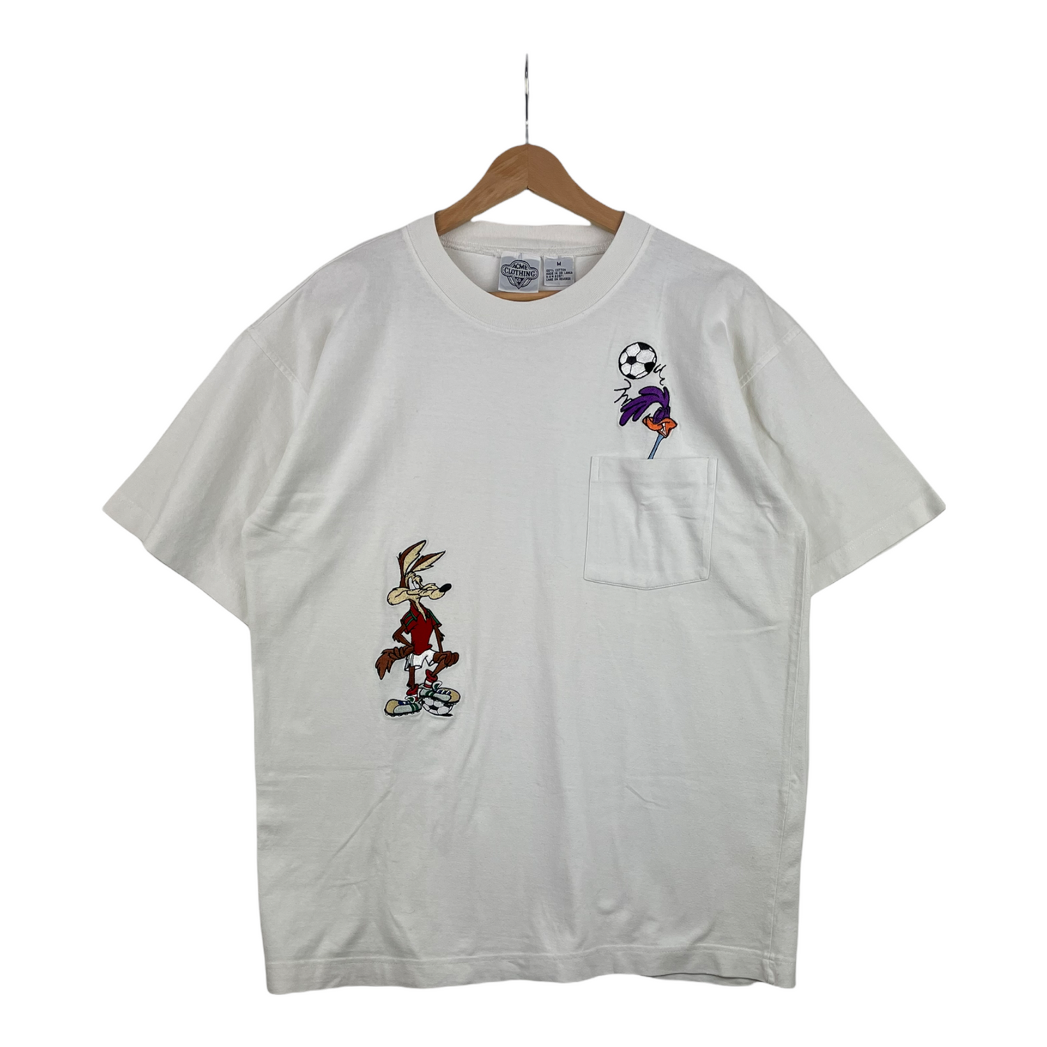 00s ACME Clothing Looney Tunes Football T Shirt White M PopeVintage