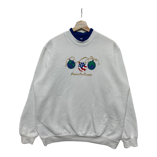 90s Bonworth Christmas Sweatshirt White L