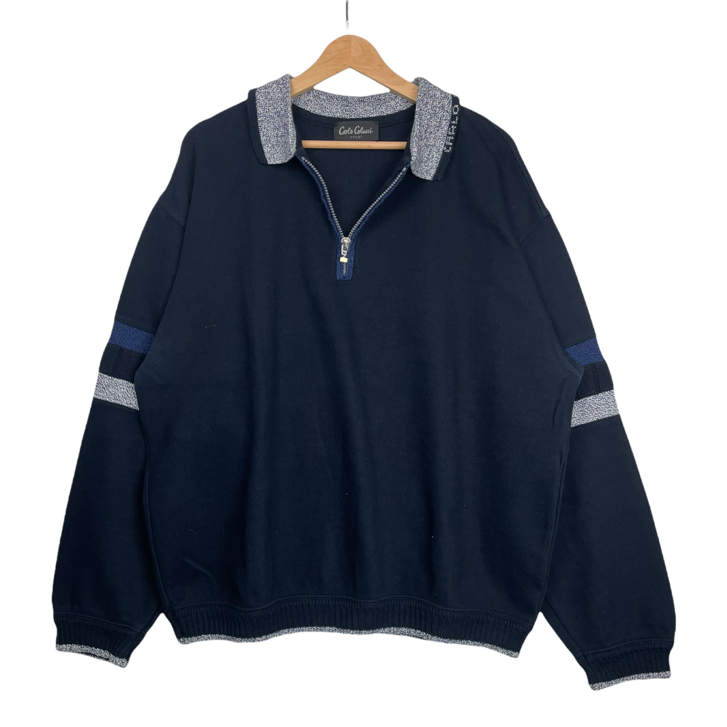 90s Carlo Colluci Knit Sweater Blue  XL