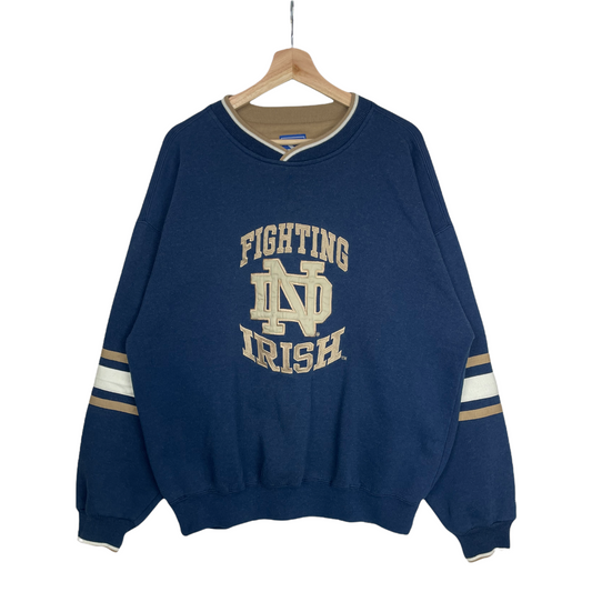 90s Starter Notre Dame Fighting Irish NCAA Sweatshirt Blue Gold L/XL