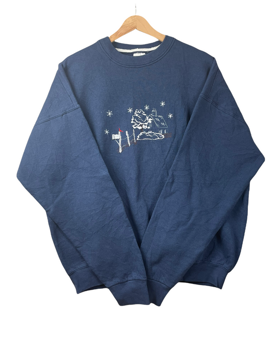 90s Fruit of the loom Christmas Sweatshirt navy