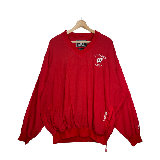90s Starter Wisconsin Badgers Hockey NCAA Pullover Red  XL