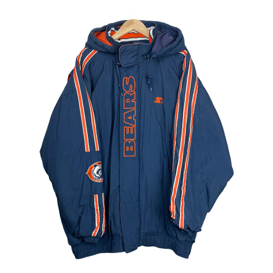 90s Starter Chicago Bears NFL Jacket Blue Orange XXL