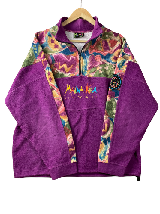 90s Mauna Kea Crazy Fleece Purple Pink L