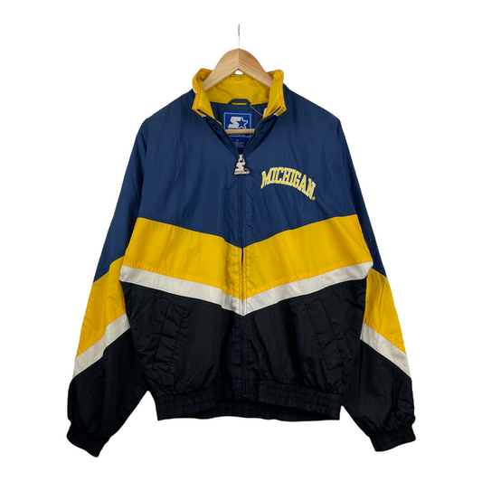 90s Starter Michigan Wolverines NCAA Jacket Blue  S/M