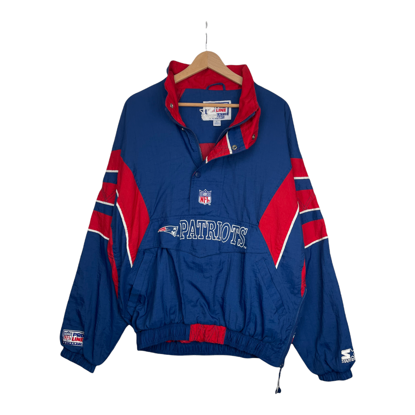 90s Starter New England Patriots NFL Jacket Blue Red L