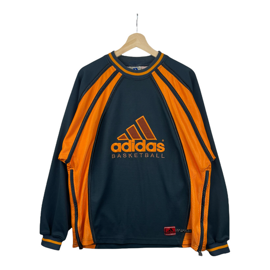 90s Adidas Basketball Longsleeve Grey Orange M