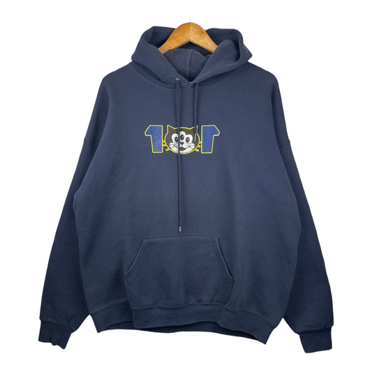90s Lee Comic Three-Eyed Cat Hoodie Navy  XL