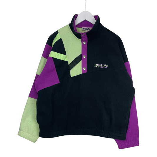 80s FILA Magic Line Fleece Black Purple L