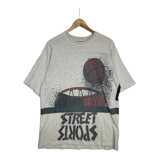 90s Unbranded T-Shirt Street Ball Grey Beige L