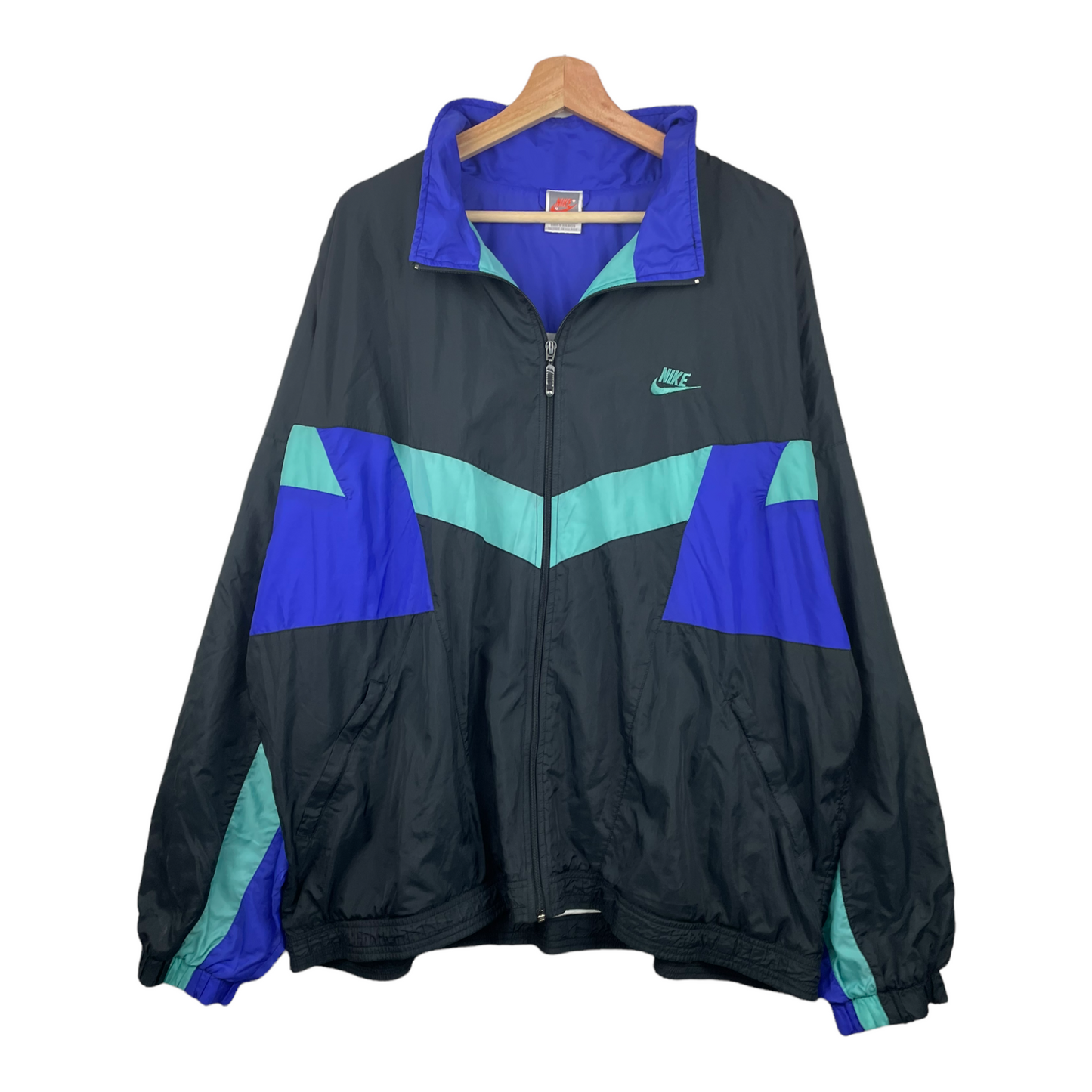 90s Nike Trackjacket Black Turquoise XL