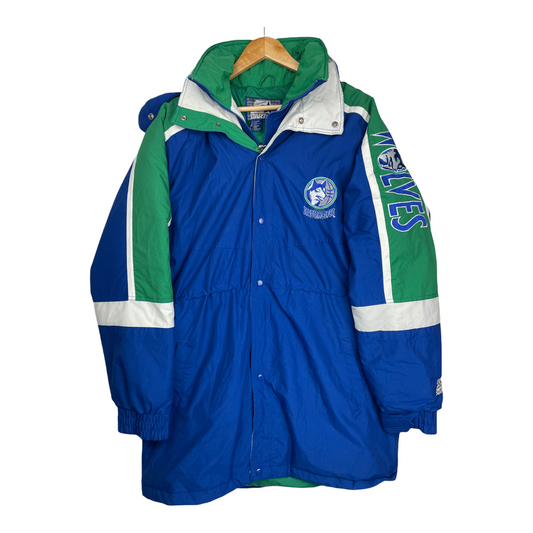 90s Starter Minnesota Timberwolves NBA Jacket Blue Green XL