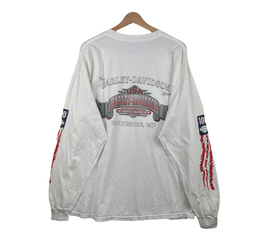 00s Harley Davidson Hanes Longsleeve White  XL