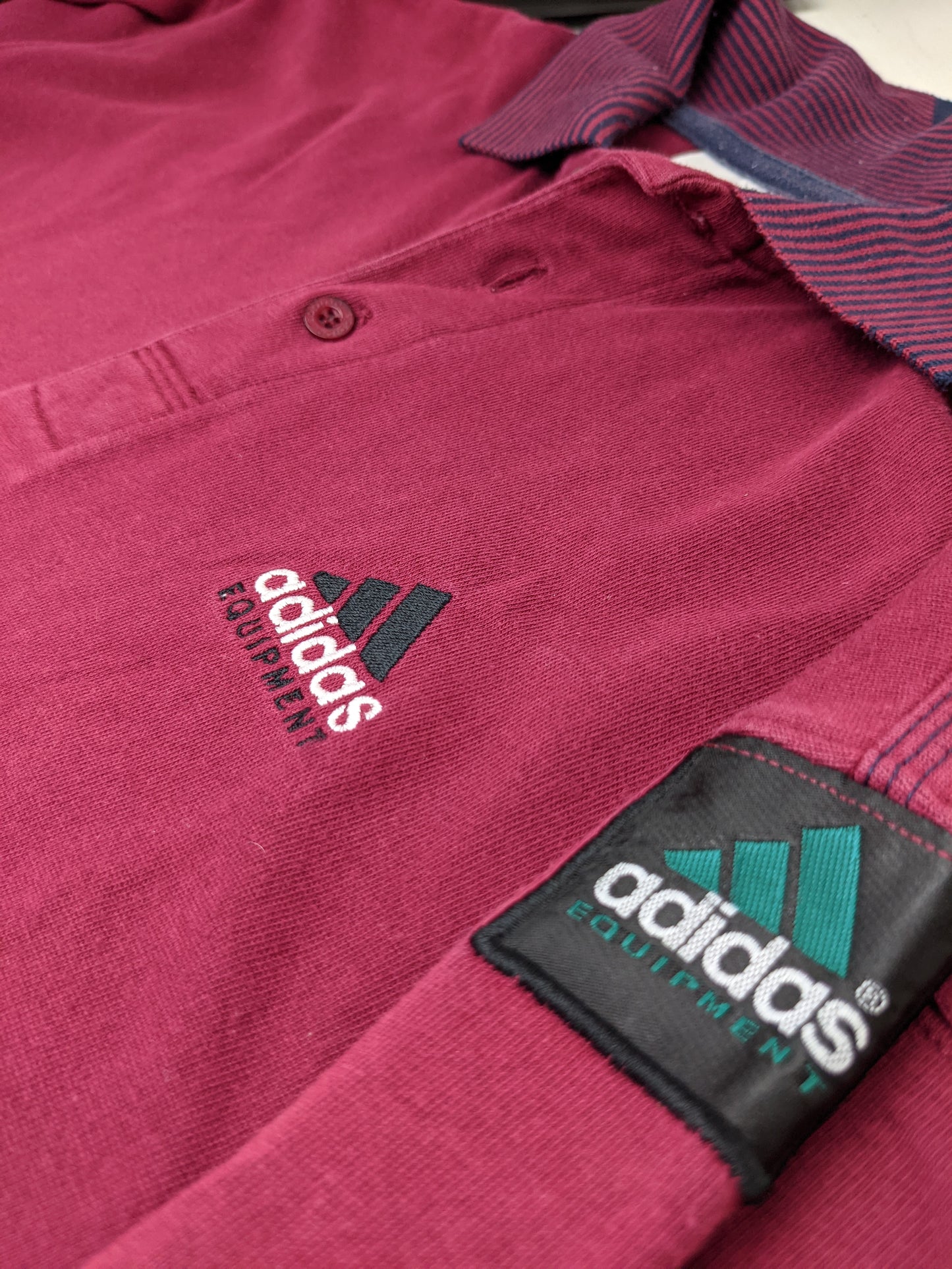 90s Adidas Equipment Polo Burgundy M/L