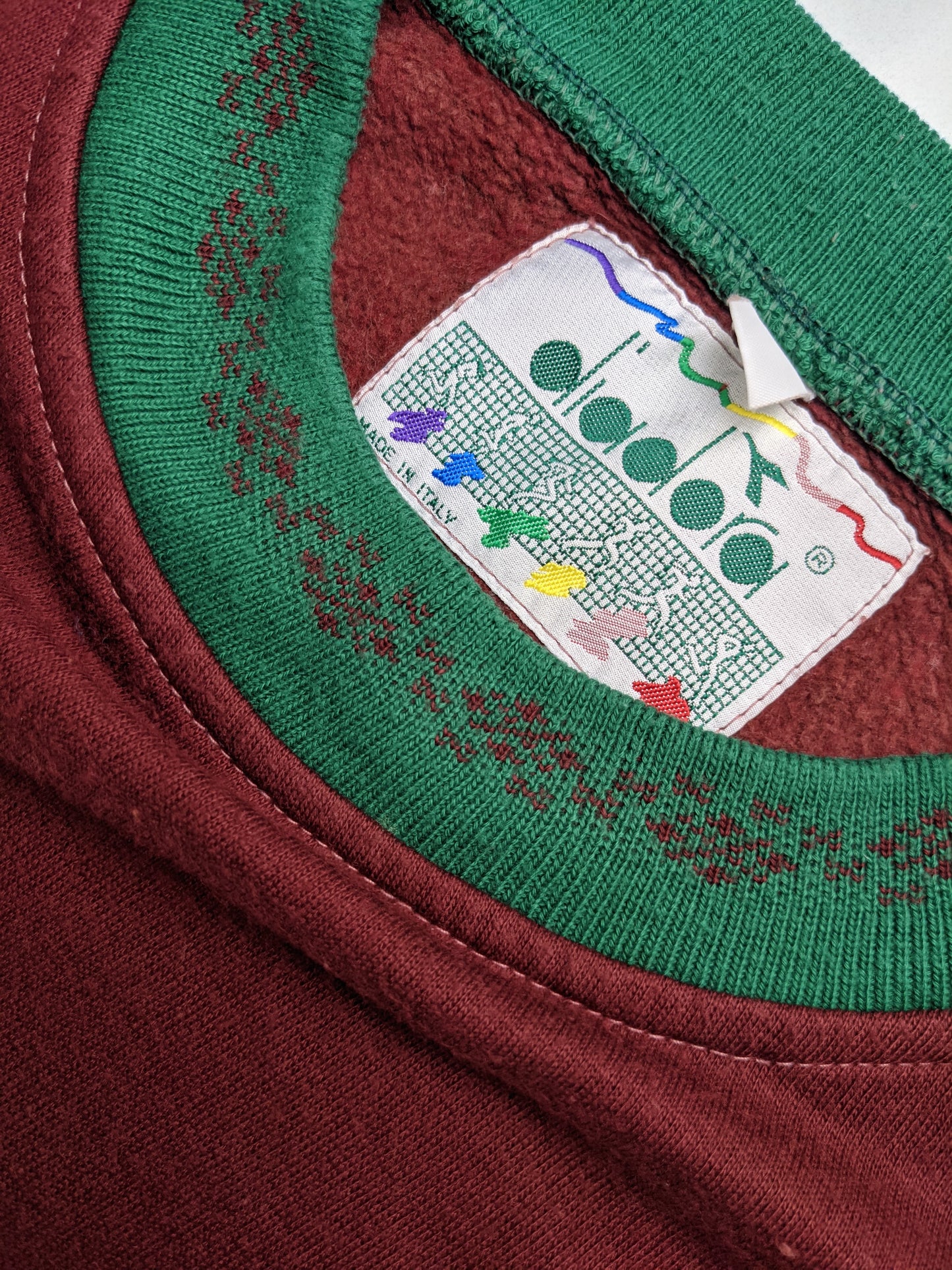 80s Diadora Sweatshirt Red green L