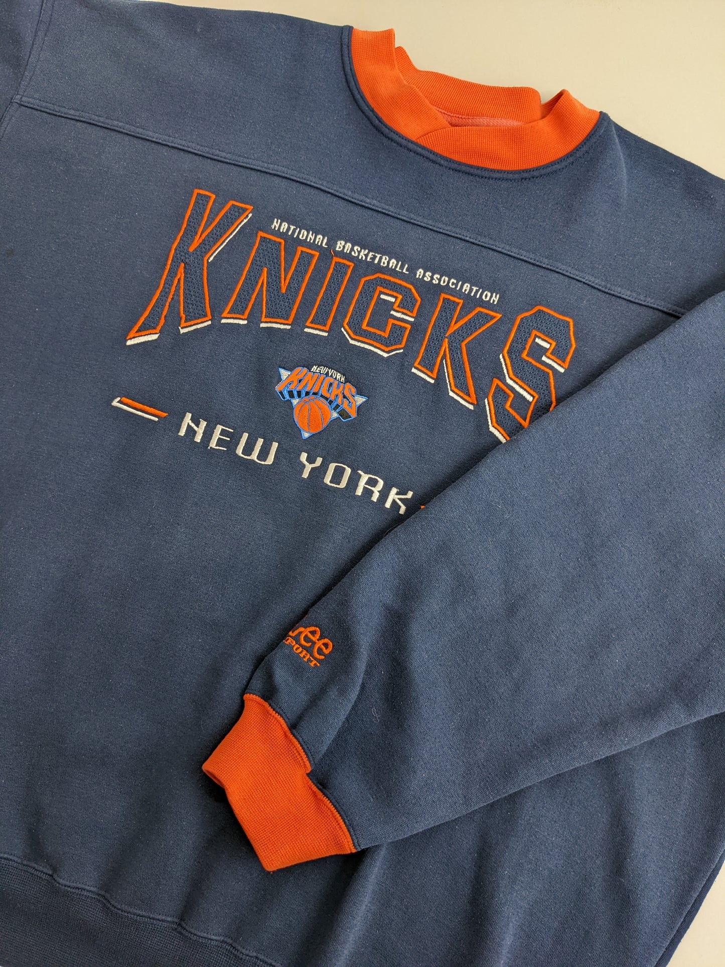 90s Lee Sport New York Knicks NBA Sweatshirt Navy Orange L/XL