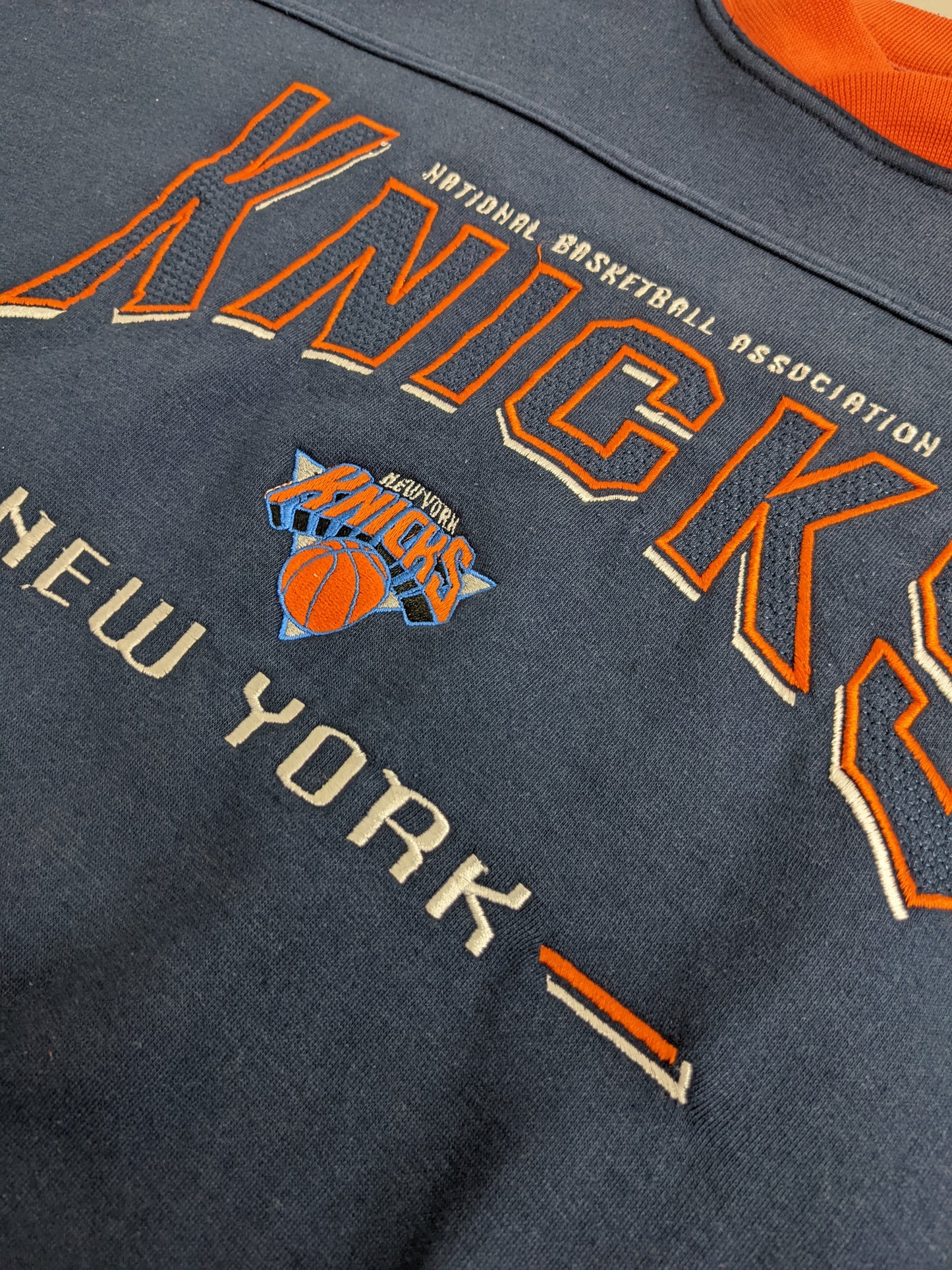 90s Lee Sport New York Knicks NBA Sweatshirt Navy Orange L/XL