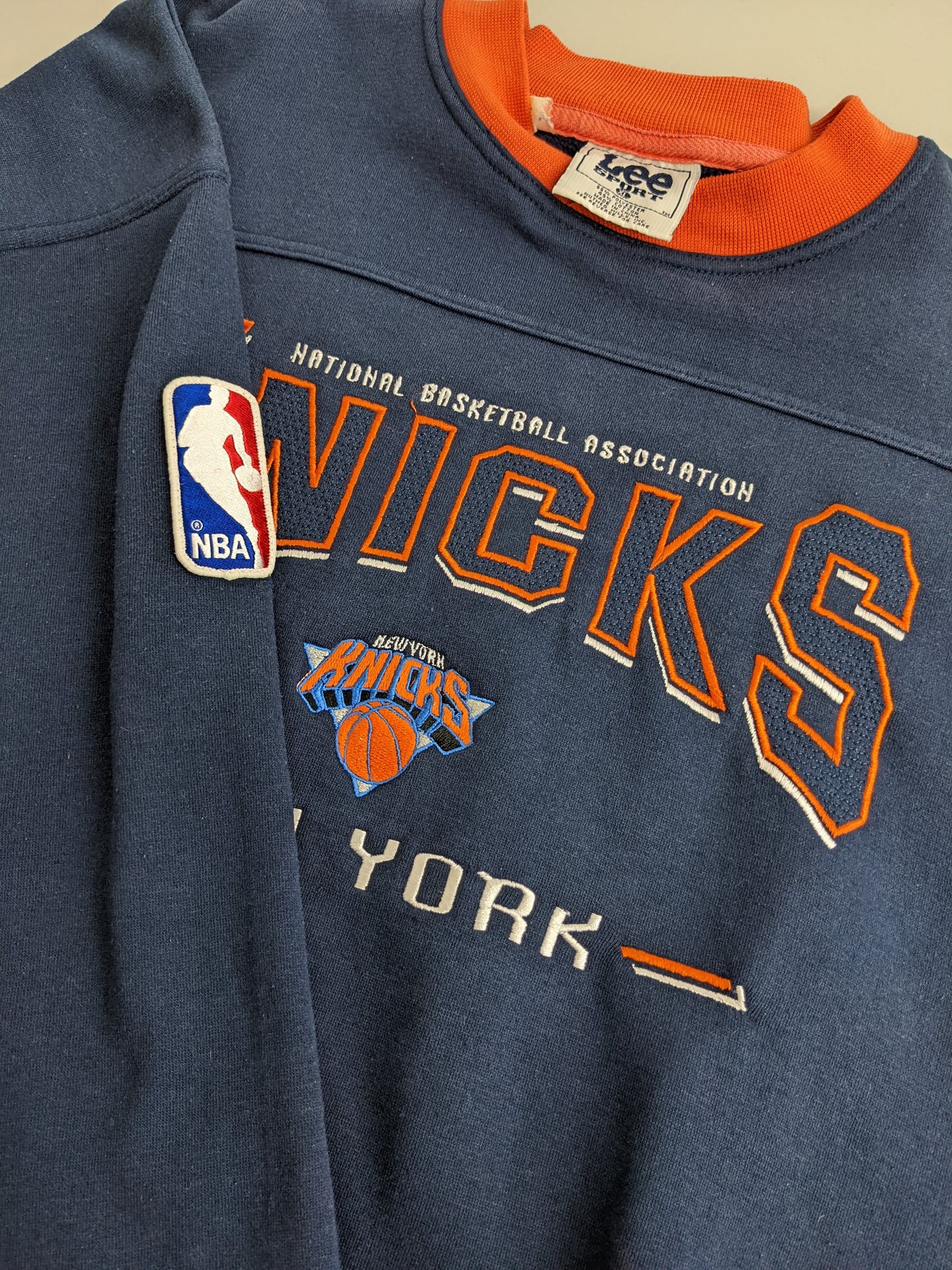 90s Lee Sport New York Knicks NBA Sweatshirt Navy Orange L/XL