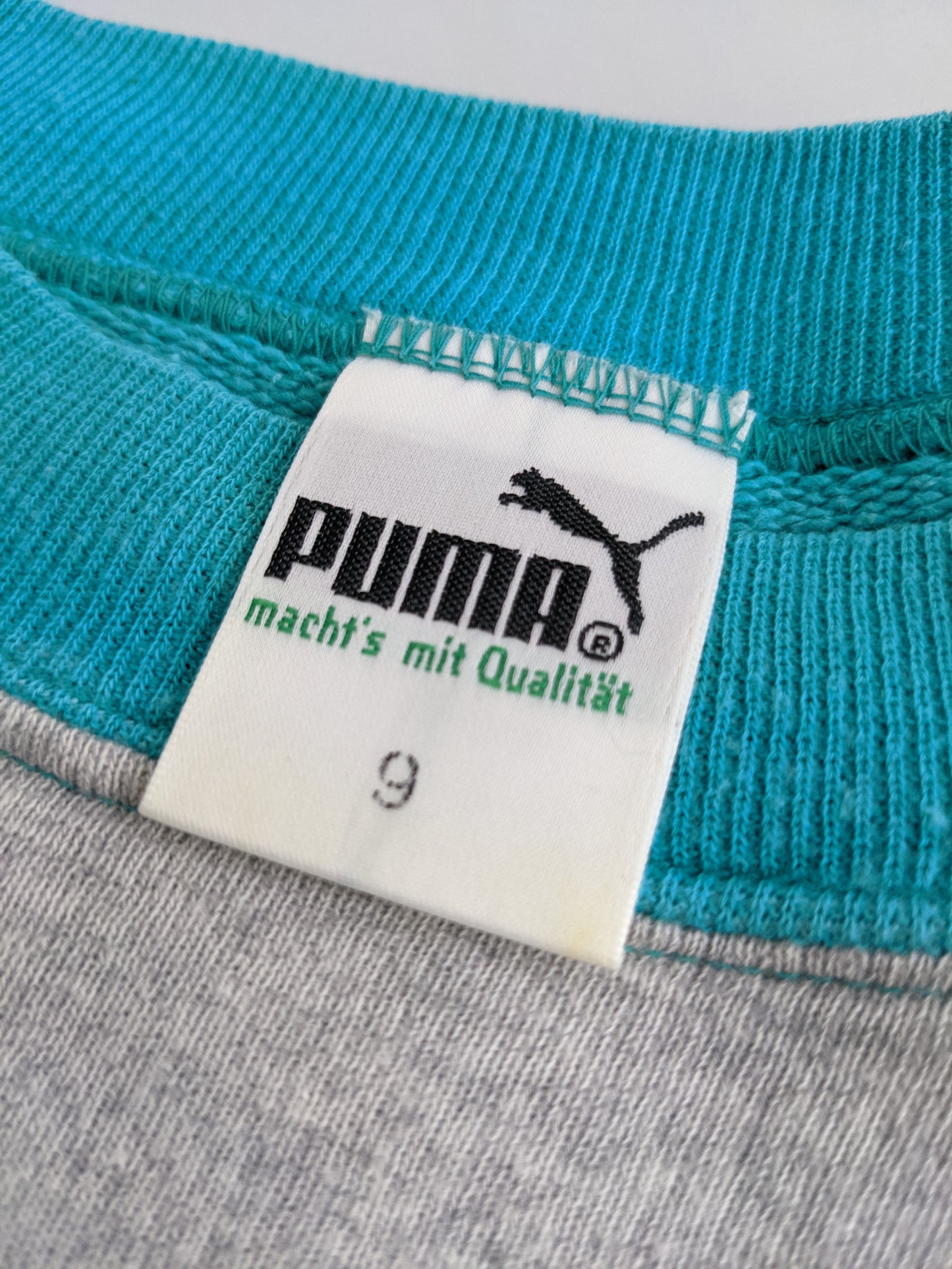 90s Puma Sweatshirt Grey Turqoise L/XL