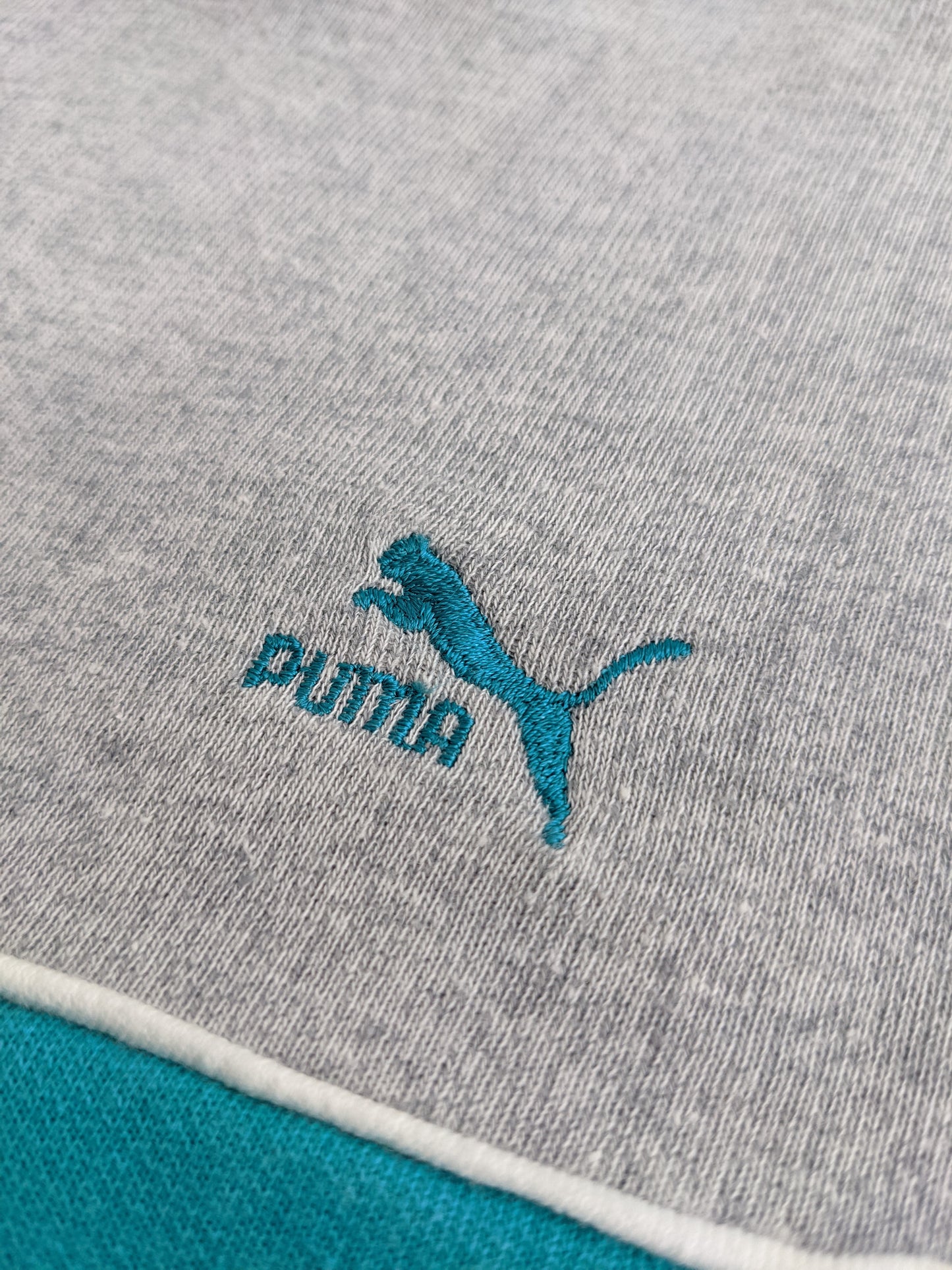 90s Puma Sweatshirt Grey Turqoise L/XL