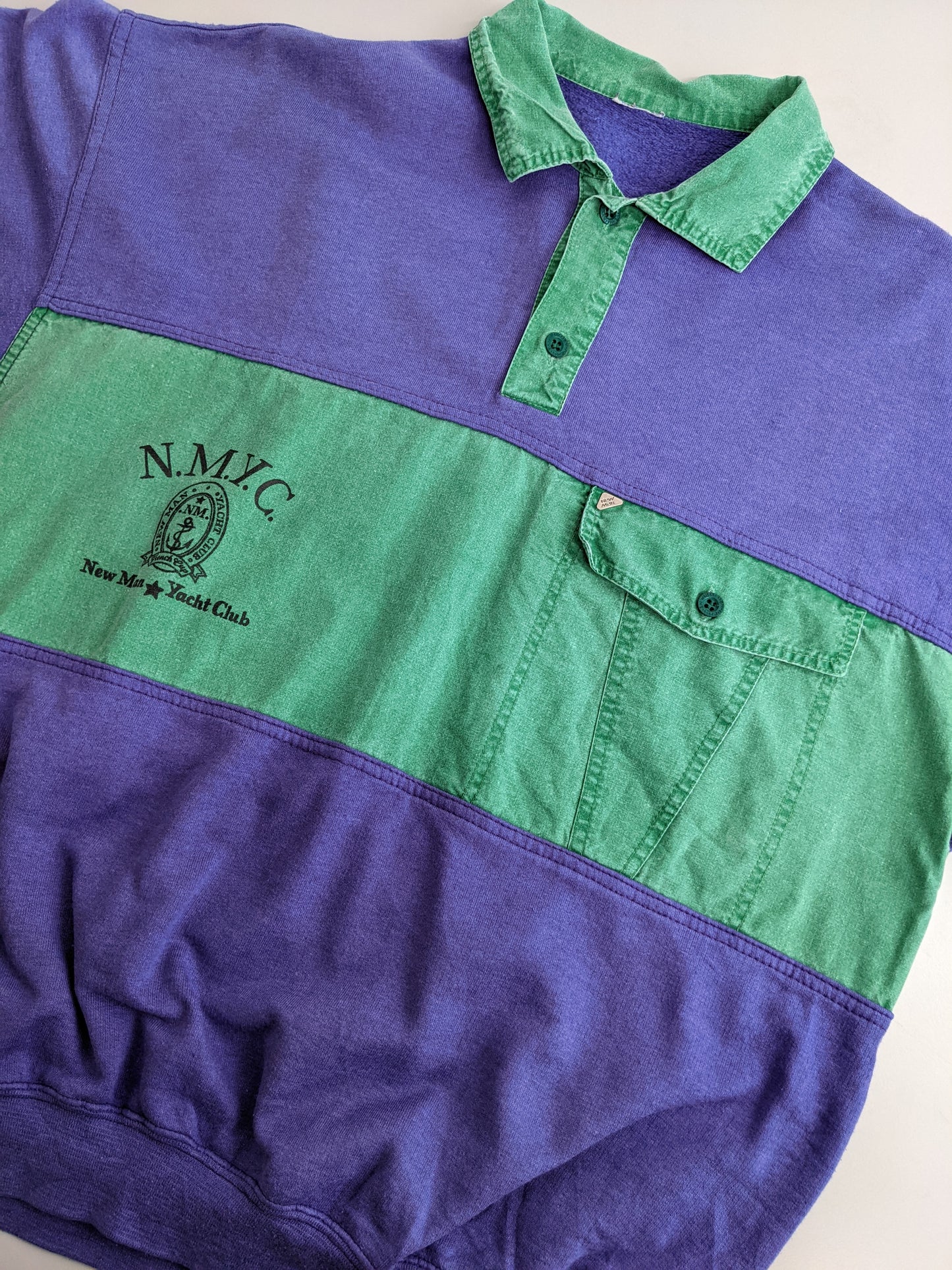 80s New Man Sweatshirt Purple Green M