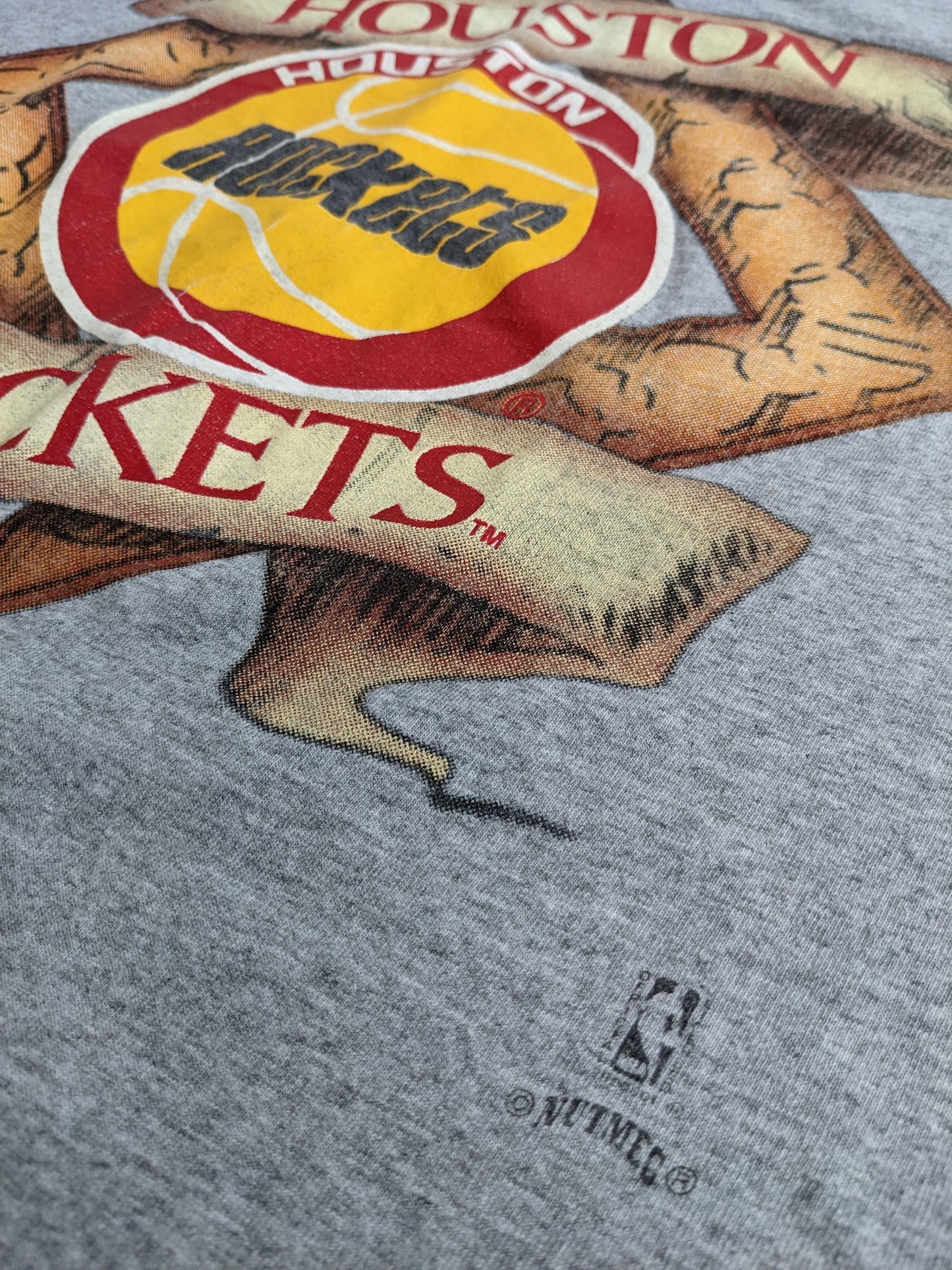 90s Nutmeg Mills Houston Rockets NBA T-Shirt Grey  L