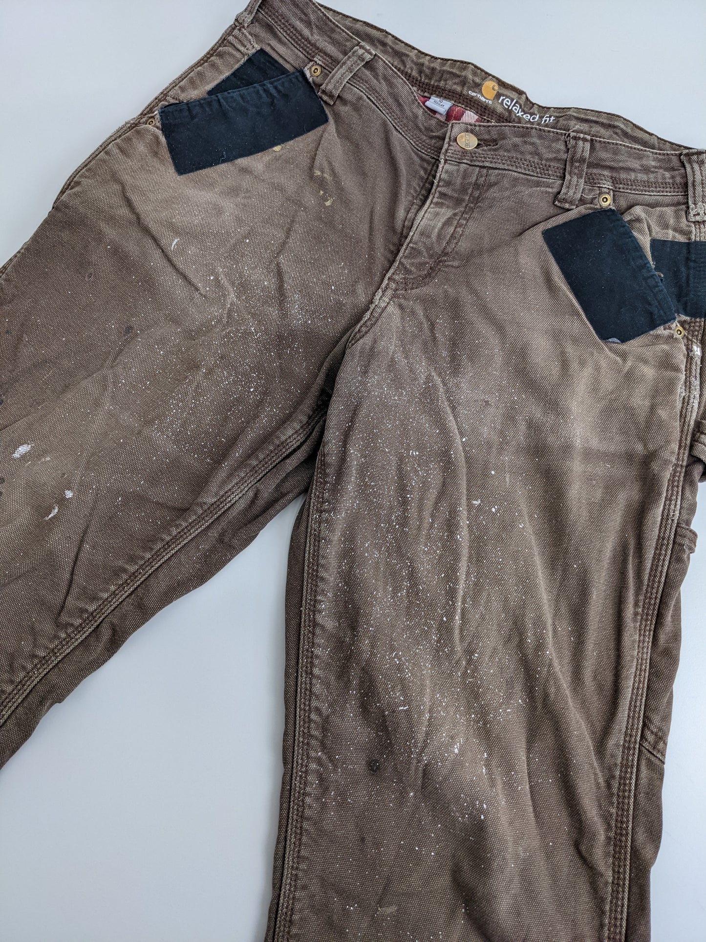 00s Carhartt Distressed Reworked Workwear Pant Brown  10 Regular