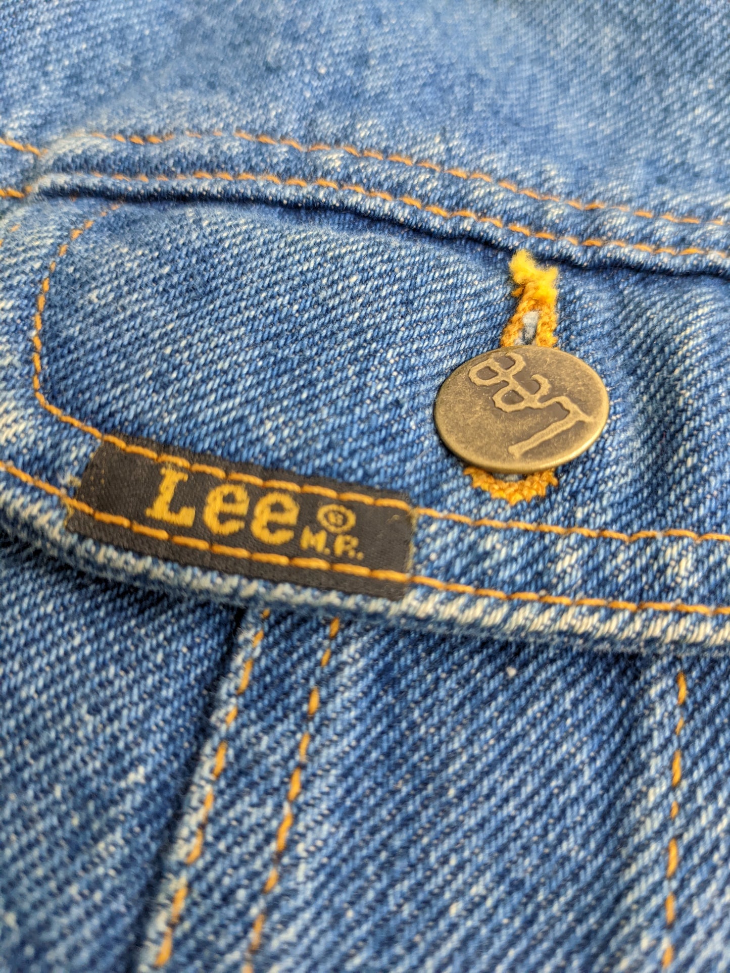 90s Lee Stormrider Jeans Vest Blue Beige M